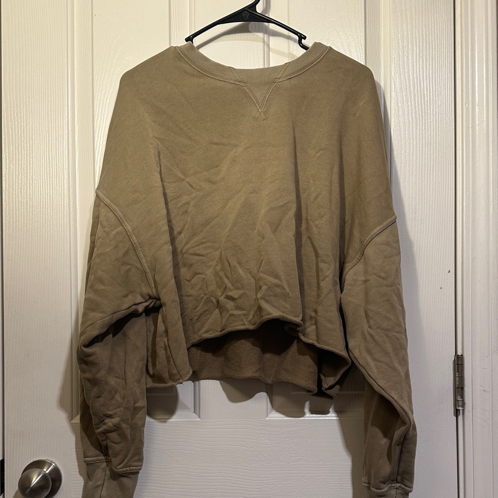 Offline by Aerie Casual Tan Women's Cropped Sweatshirt